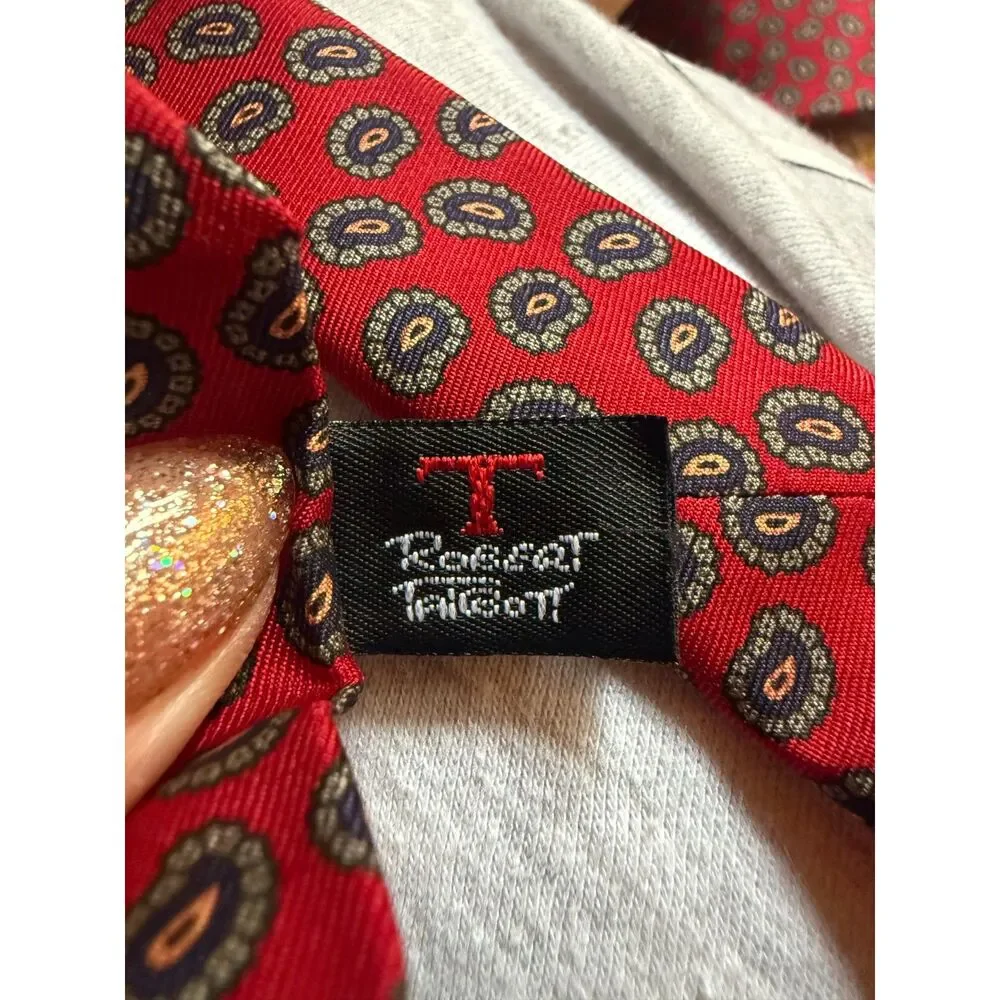 Robert Talbott H. Stockton Atlanta Red Paisley Silk Tie Vintage Mens Necktie USA